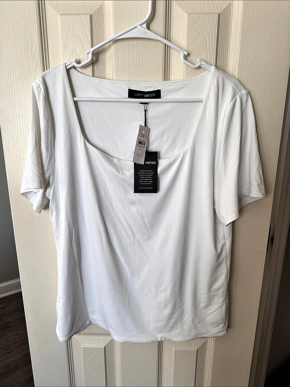 LOFT Versa 360 Knit Square Neck Tee White XXL